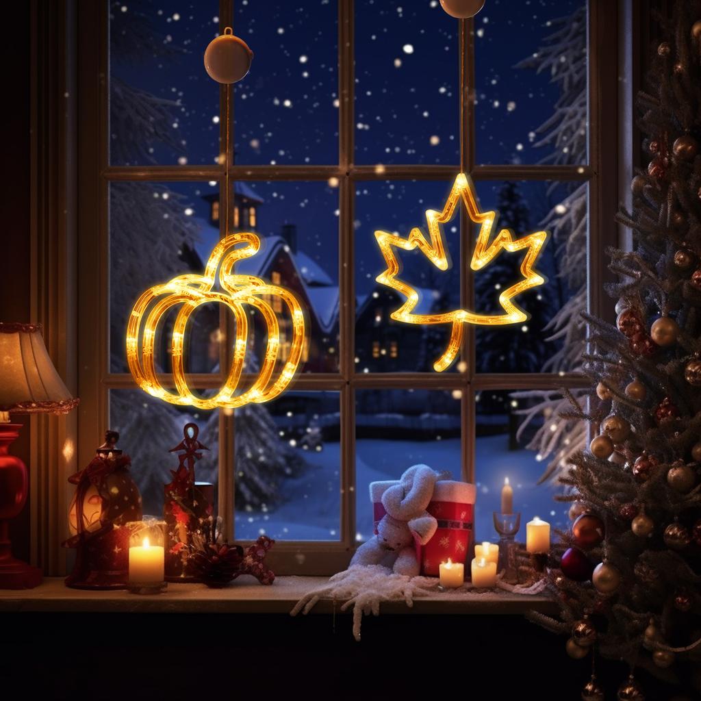 Fall Decor Window Lights with Suction Cup Halloween Window Lights Battery Operated Halloween LED Lights Halloween Decorations