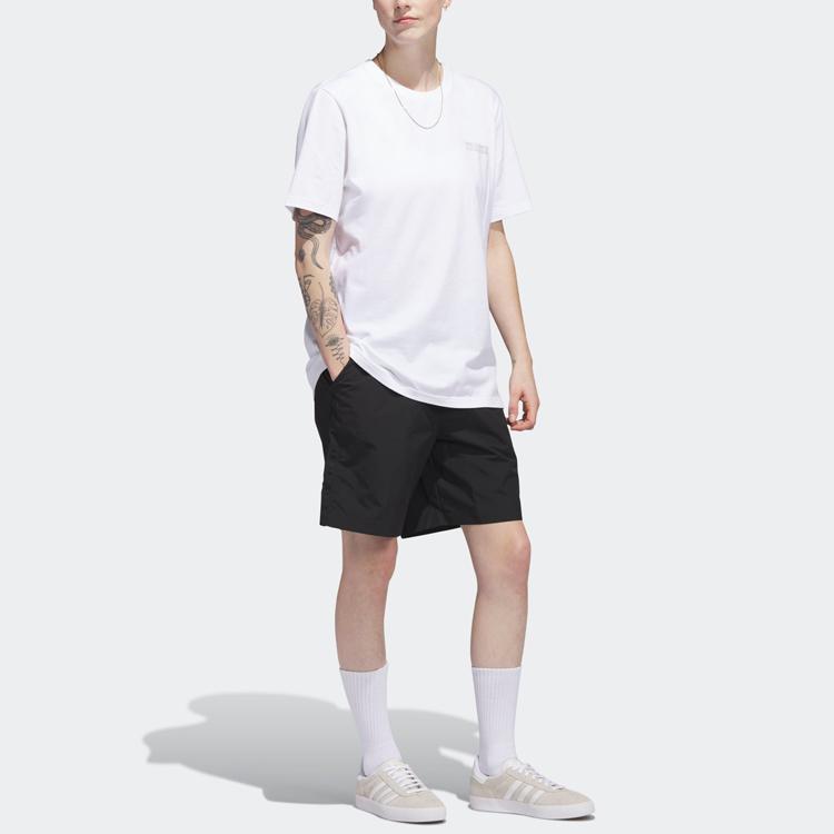 Adidas Originals Skateboarding Water-Repellent Solid Color Elastic Waist Straight-Leg Shorts Unisex Bottoms Black HS3016