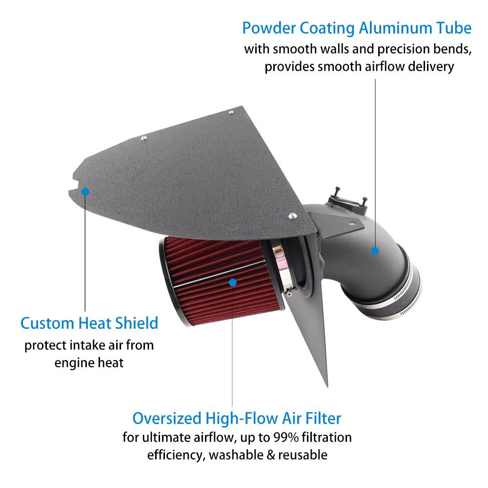 Black Cold Air Intake System Kit with Heat Shield Compatible For BMW M240i G42/M340i G20 G21/M440i G22 G23 B58 3.0T