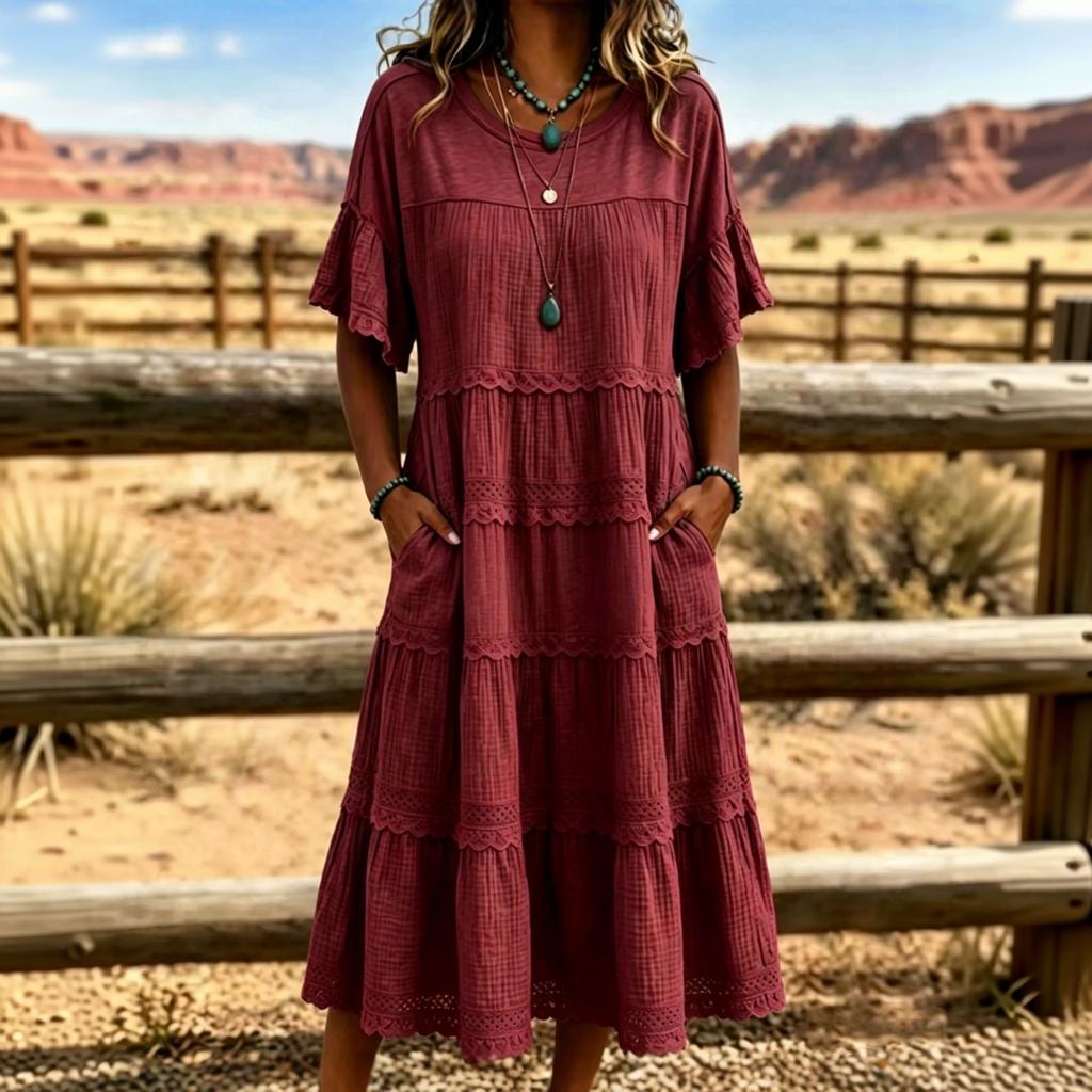 Women's Plus Size Casual Color Round Neck Loose Fit Shirt Dress for Everyday Wear