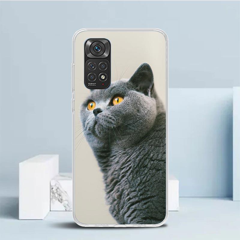 

British Shorthair Cat Phone Case For Xiaomi Redmi Note 15 14 14S 13 12S 12 Pro Plus 11S 11 11T 11E 10S 10 + Soft TPU Back Cover Redmi Note 11 Pro 4G