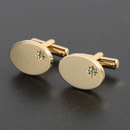 Kamakura Cufflinks Workshop May Birthstone Gold Emerald Cufflinks (Cufflinks, Cufflinks)