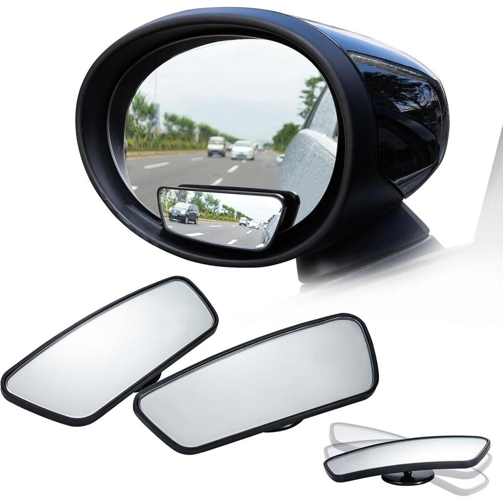 Blind Spot Mirrors for Cars, 2 Pack Round Frameless Blind Spot Adhesive Rotate Adjustable HD Glass Convex Side Mirror for Car SUV Van Truck Universal