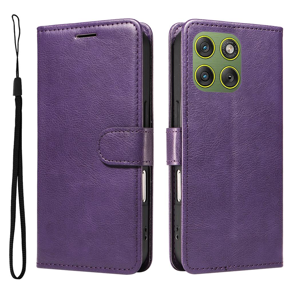 For Motorola Edge 70 5G Leather Wallet Case with Strap Solid Color Phone Stand Cover