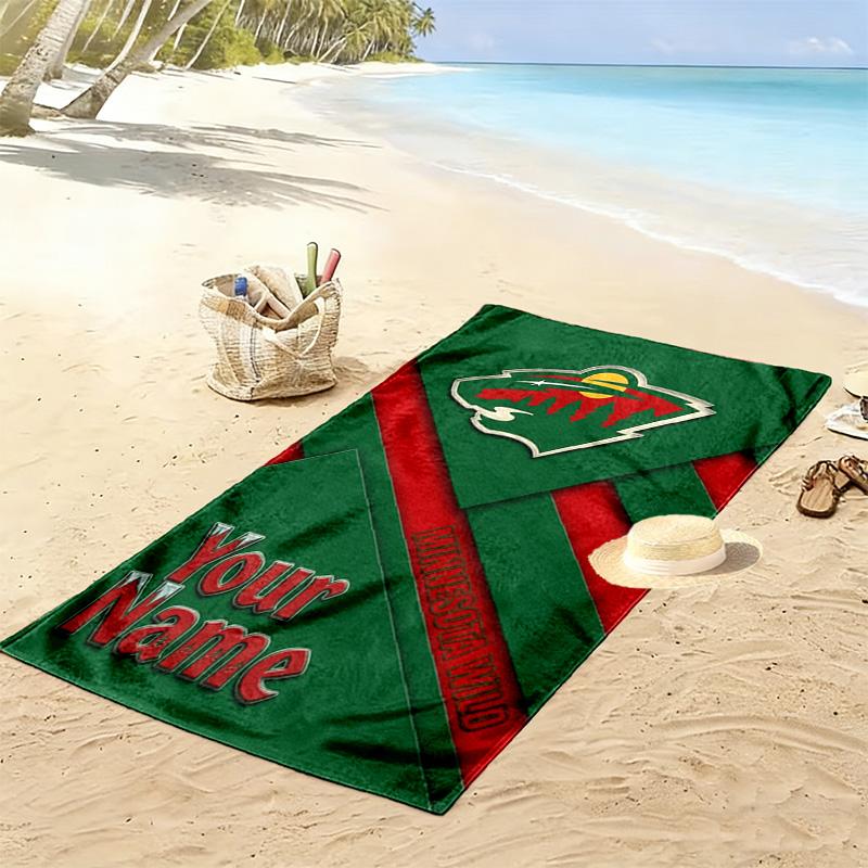 Name Custom Minnesota wild Print Beach Towel, Large Soft Quick Dry Towel for Beach Camping Swimming