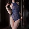Erotic lingerie sexy see-through hot girl sex one-piece suit water soluble flower halterneck slim fit pure desire temptation nightdress set