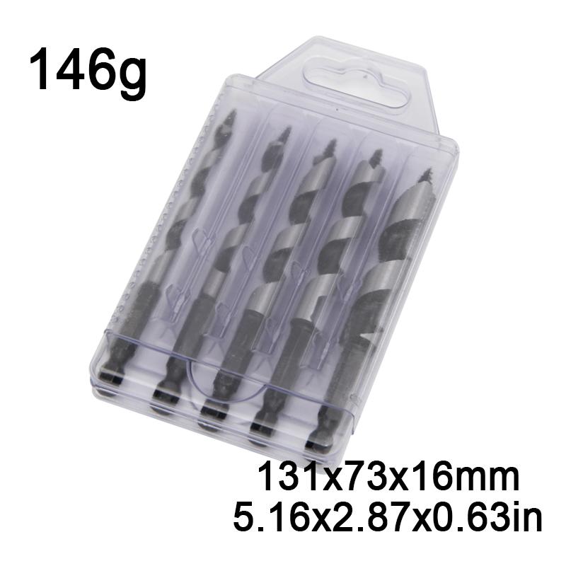 5pc 100mm Carpenter Auger Bits 5-12mm Hexagonal Handle Twist Drill Hand Spiral Reamer Power Tool Accessories Set