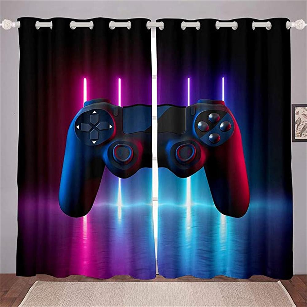 Luxury Game Player Printing Handle Gamepad Boy Kid's Window Curtains Blinds for Living Room Bedroom Kitchen Door Home Decor 2Pcs