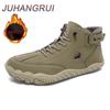 Winter Waterproof Snow Boots Fleece Lined Mid-Cut Hiking Men's Outdoor Mountain Climbing Shoes Anti-Slip Five Finger Cotton Shoe