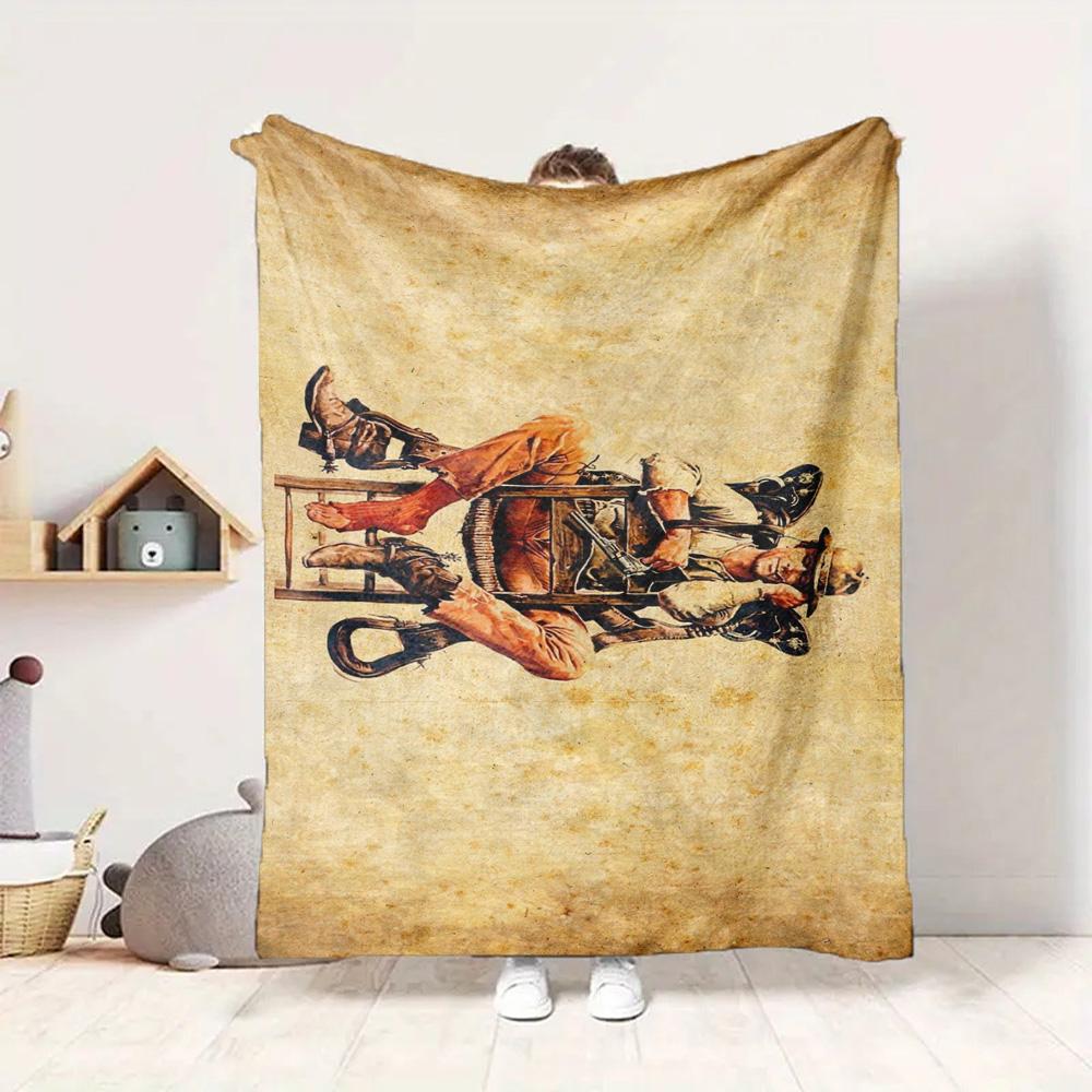 Cowboy Art Flannel Blanket Throw Blanket Soft Warm Sofa Bed Camping Car home Decor Unique Christmas Gift C9302372