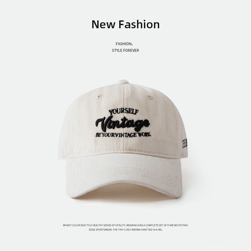 Embroider Face-Looking Small Baseball Cap Women's Deep Top Big Head Circumference Easiest for Match Korean Peaked Cap Letters Hat Tide