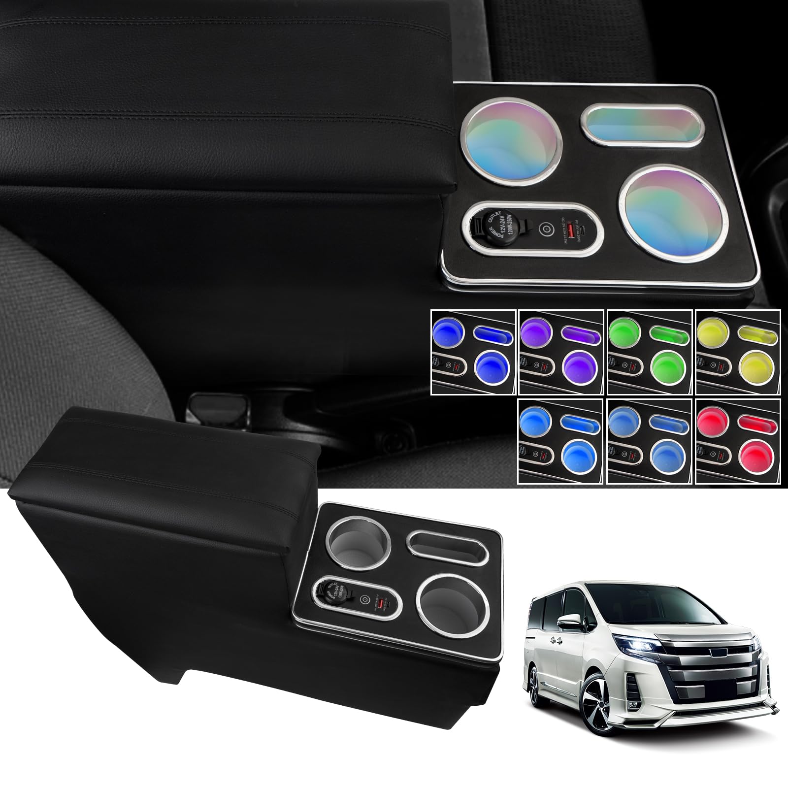 

WALKEY Консольный бокс 7 цветов для новых автомобилей Умная консоль Центральный консольный бокс с USB Подставка для напитков Хранение мелких предметов Многофункциональное хранение [Быстрая зарядка,