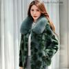 New 100% Mink Fur Coat for Women Short Style Fox Fur Collar Large Size Fur Coat for Women Send Mom and Wife Gift