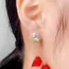 Round Center Stone Mixed Cut Double Halo Flower Stud Earrings Elegant Women Daily Party Jewelry