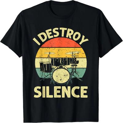 I Destroy Silence Drums T Shirt Funny Drummer Shirt