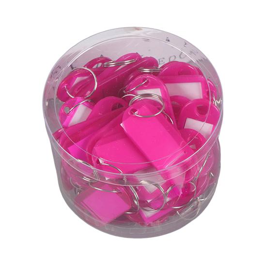50Pcs Keyring Tags Plastic Key Fobs ID Tags with Split Keyring Paper Insert Key Tags Writing Paper Keychain Organizer