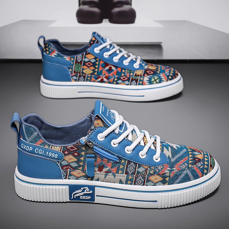 Canvas autumn breathable niche design casual board shoes lightweight soft sole sports printed cloth shoes