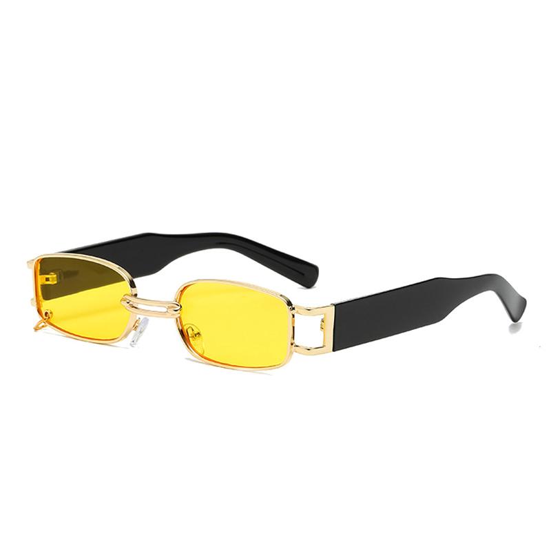 SHAUNA Ins Popular Fashion Small Rectangle Women Luxury Sunglasses Vintage Metal Ring Decoration Men Punk Sun Glasses UV400