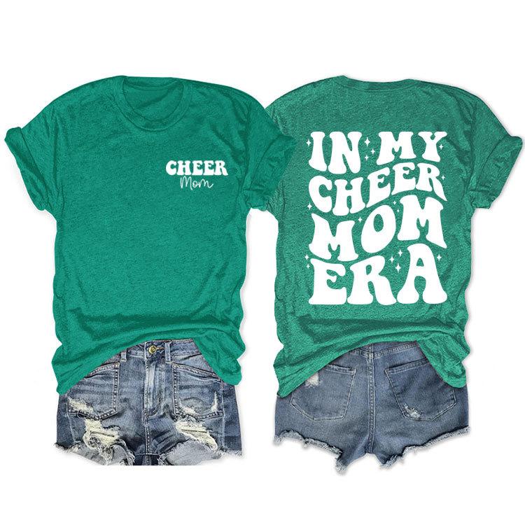 In my cheer mom era cheer mom crew neck casual T-shirt double-sided printing loose short sleeves