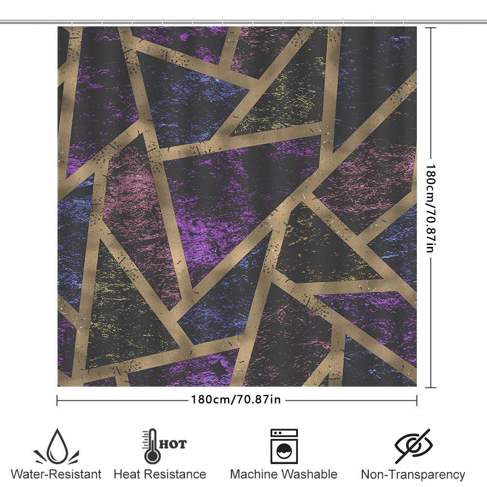 Unique Geometric Pattern Shower Curtain Modern Waterproof Fabric Bathroom Decoration Black Purple Blue Yellow Gold Pink Decorati