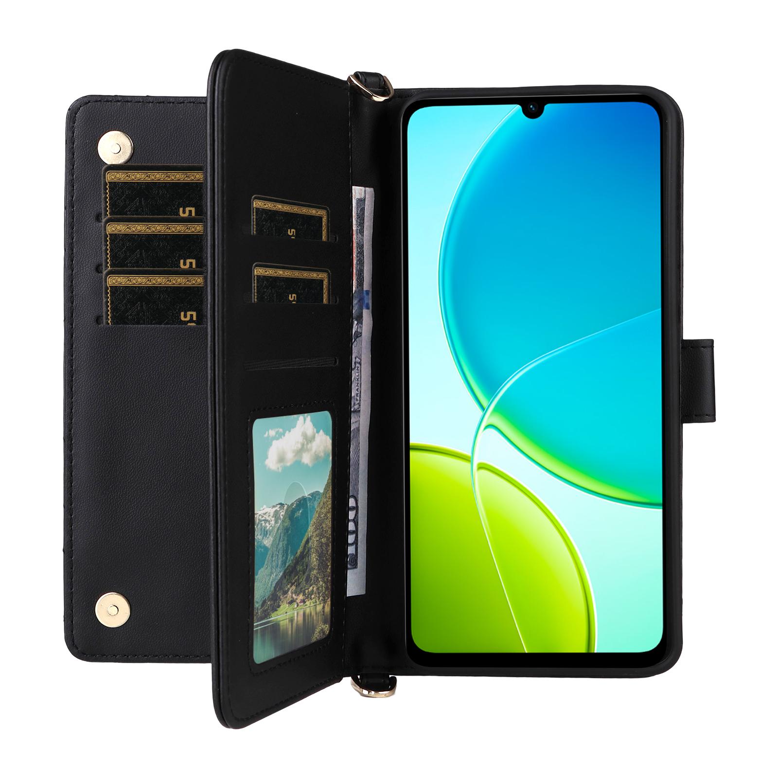 

For vivo Y04 4G/Y29s 5G Case with Shoulder Strap Wallet Leather Phone Cover Brown