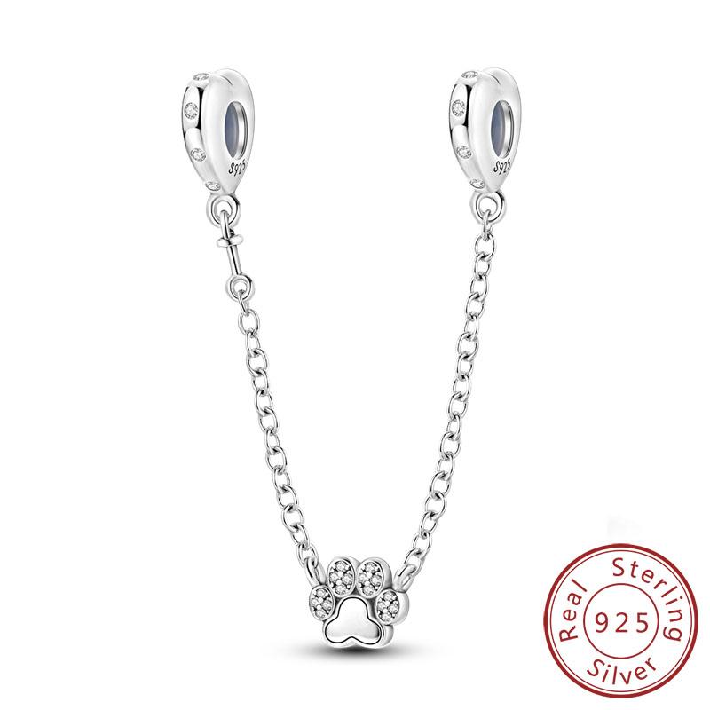 Safety Chain Charms Fit Original Copper Charms Beads Moon Star Butterfly Heart Safety Chain For Women Jewelry Gift