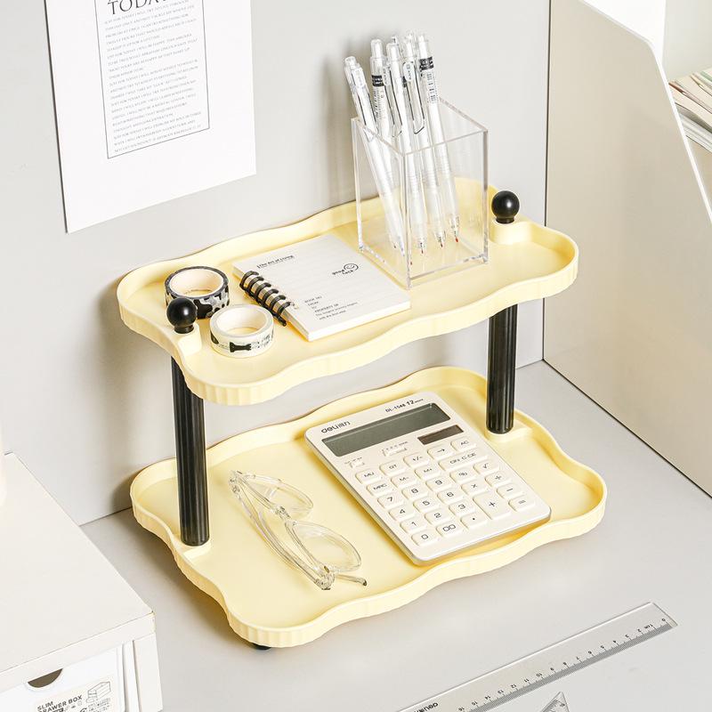 Desktop Double-Layer Multi-Purpose Storage Rack for Dorm or Office