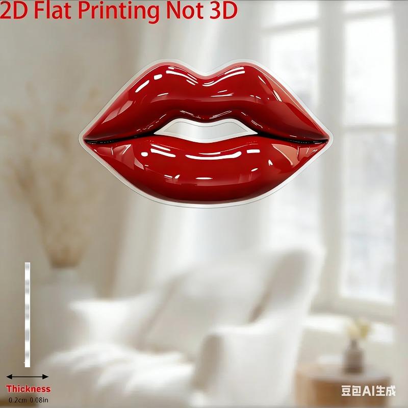 2D Flat Bohemian Style Heart Red Lips Acrylic Decoration Sign, Suitable for Wall Decoration, Porch, Room, Villa, Accents Home, Hallway, or Workplace -