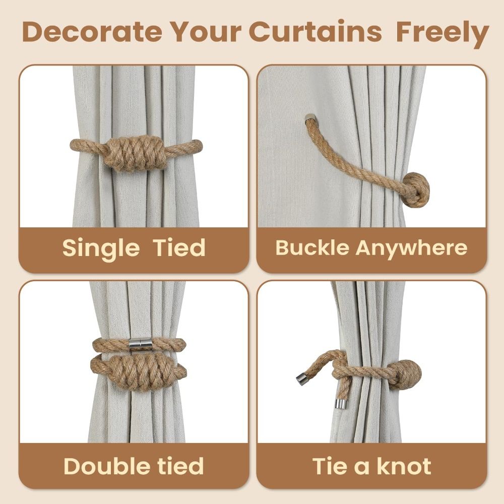 2 Pack Creative Magnetic Curtain Tiebacks Rope Knot Curtain Tiebacks Curtain Holdbacks  Home Decor