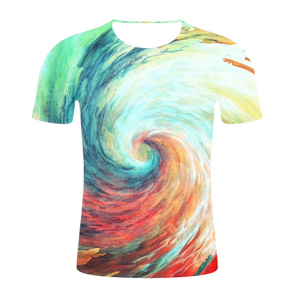 

Summer Men s Printed 3D Geometric Figure Digital Printed Short Sleeved T-shirt S