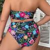 2024 Plus Size High Waist Bandeau Swimsuit - European & American Print