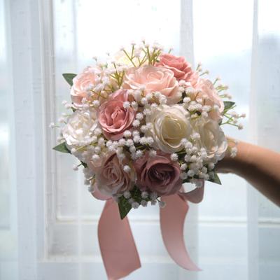 Brautstrauß für Hochzeiten im Freien, Brautjungfernstrauß, künstliche Rosenblumen für die Hochzeitszeremonie