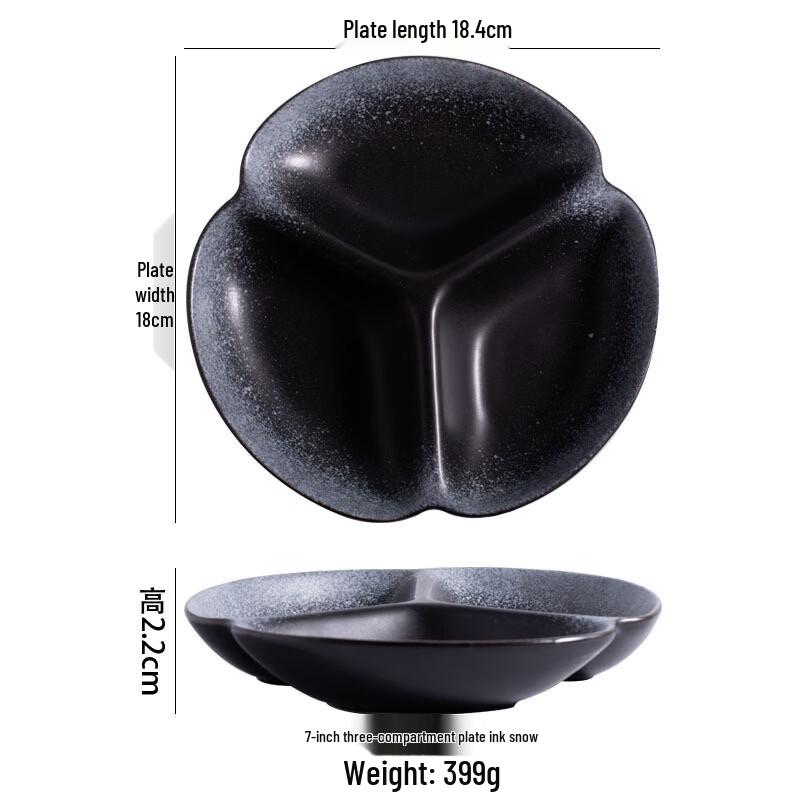 Japanese Style 7-inch 3-Compartment Portion Control Plate