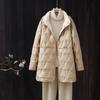 Women's Winter Solid Color Lightweight Warm Down Jacket In Long Loose Casual Temperament Jacket