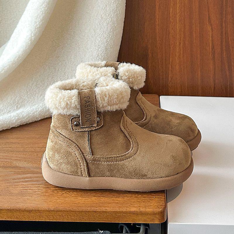 Warme Baumwoll-Kamel-Schneestiefel für Babys und Mädchen - Winter 2025 Edition mit zusätzlichem Samtfutter