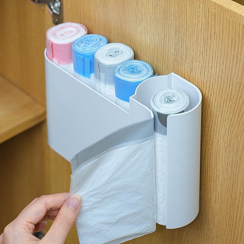 Double-Opening Wall-Mounted Kitchen Organizer for Garbage Bags & Fresh Film