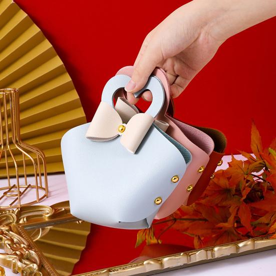 5 db-os ajándéktáska Kényelmes színes mini kézitáska Műbőr cukorkatáskák bulikhoz esküvők dekorációjához