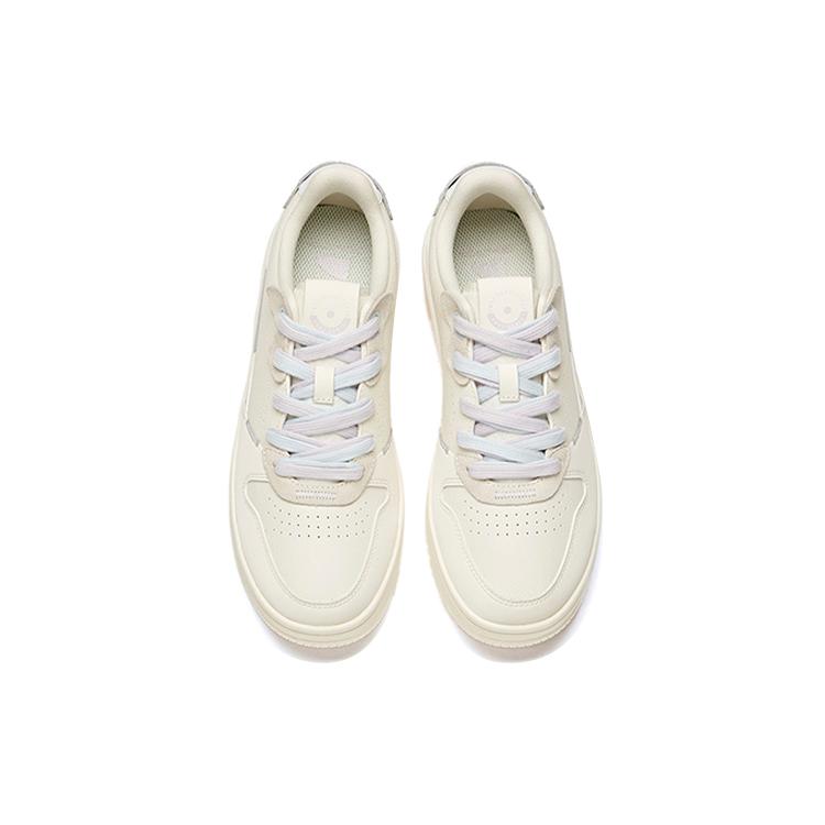 Anta Life Collection Synthetic Leather Slip Resistant Abrasion Resistant Low top Skateboard Shoes Women's White Purple 922118018-1