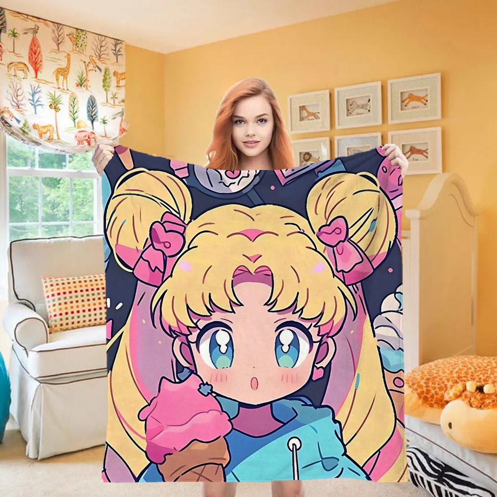 Moon Girl Knee Blanket Throw Winter Microfiber Oversized Baby Lightweight Flannel Fleece Bed Sofa Decoration