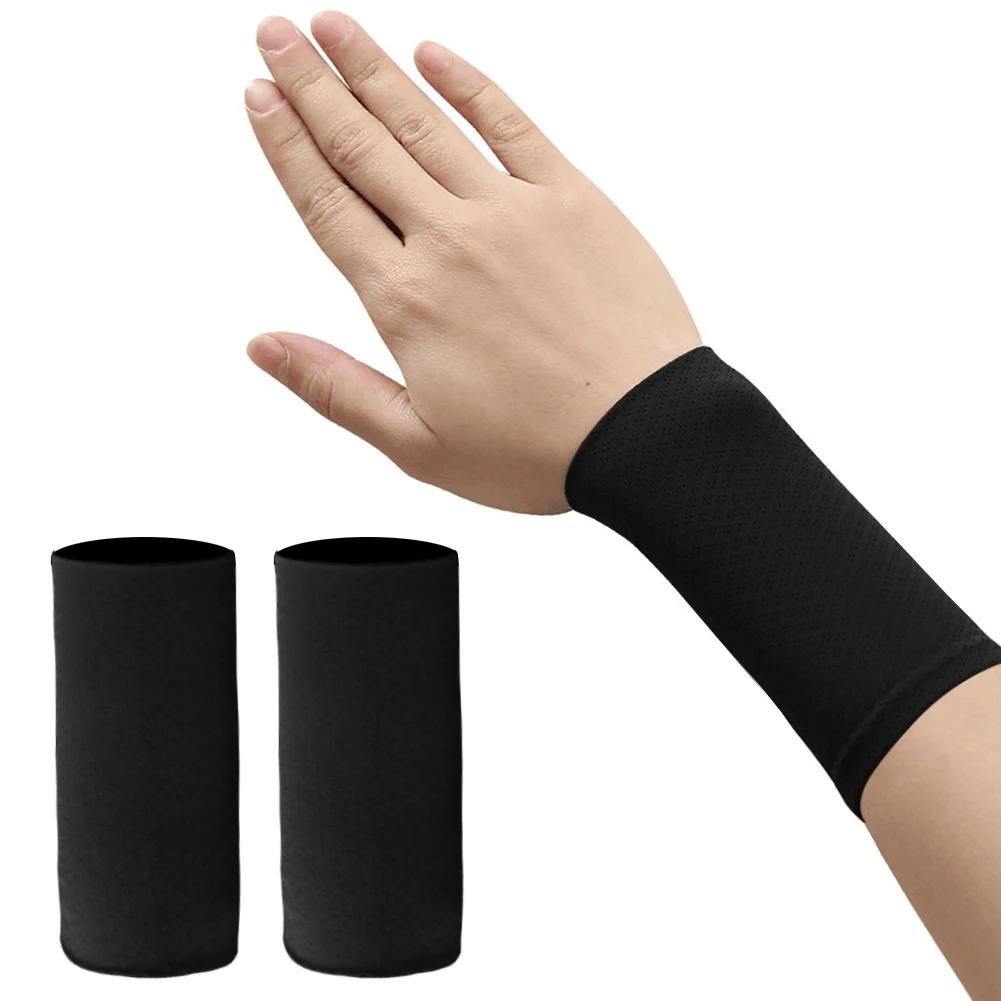 1 Pair Elastic Wristband Wrist Brace Breathable Summer Ice Silk Cooling Sweat-absorbent Sports Cycling Running Wrist Straps