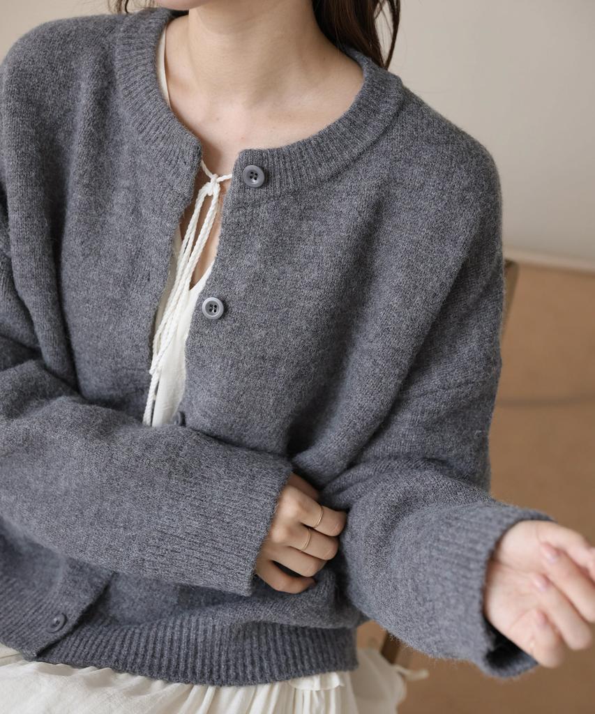 Bbaebbae Round Neck Simple Cozy Button Knit Cardigan 3 Colors
