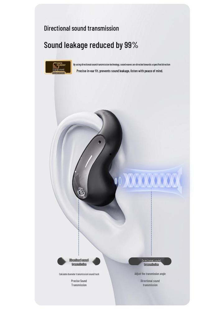 JM37 Air Conduction Sports Ear-Hook Wireless Bluetooth Earbuds with Noise Cancelling & Long Battery Life