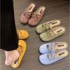 Fashion New Style Fashion Close Toe Mule Shoes Women Slippers Flats Slides Outdoor Flip Flops Elegant Silk  Ladies Shoes Casual Loafers