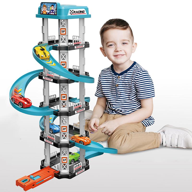 Racing Rail Car Toys Children Garage Catapult Sports Track Game Toys Kids Building Parking Baby Lot Gas Station DIY Winding Road