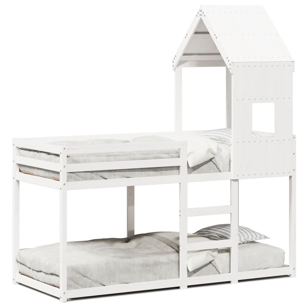 Bunk Bed with Canopy White 80x200 Cm Solid Pine Wood