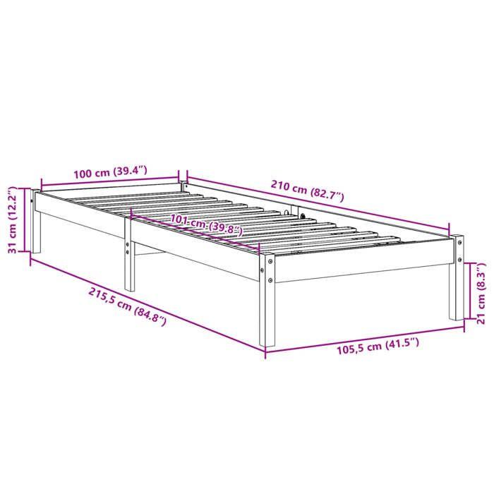VidaXL Extra Long Bed Frames Without Mattress 100x210 Cm Solid Pine Wood, Bed, Bedroom Furniture, Wooden Bed, Single Bed, 852404