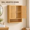 Bathroom Wall Cabinet, Wall Mounted Bathroom Cabinet with 2 Louvered Doors, Open Shelf and Adjustable Shelf Storage