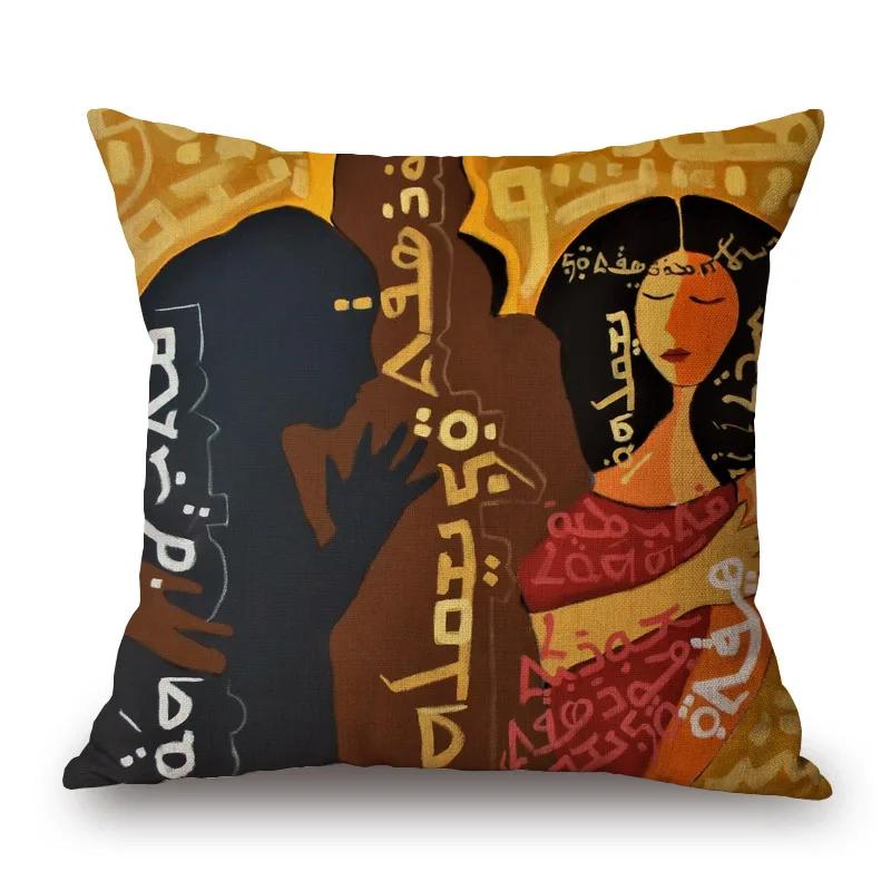 Assyrische Schönheit Kissenbezüge Golden Palace Girl Love Portrait Dekorative Kissen für Sofa 45X45cm Kissenbezug