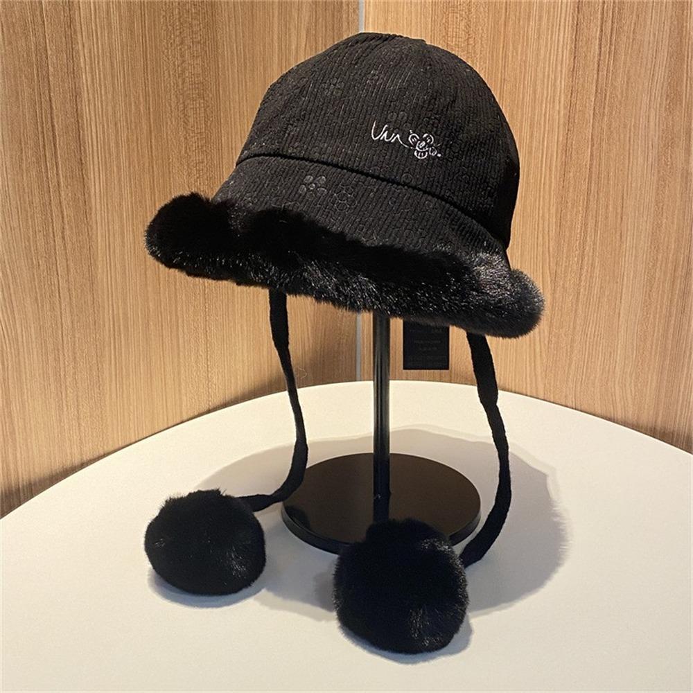 

Windproof Coldproof Fisherman Hat Fluffy Ear Protection Versatile Beanies Caps for Autumn Winter