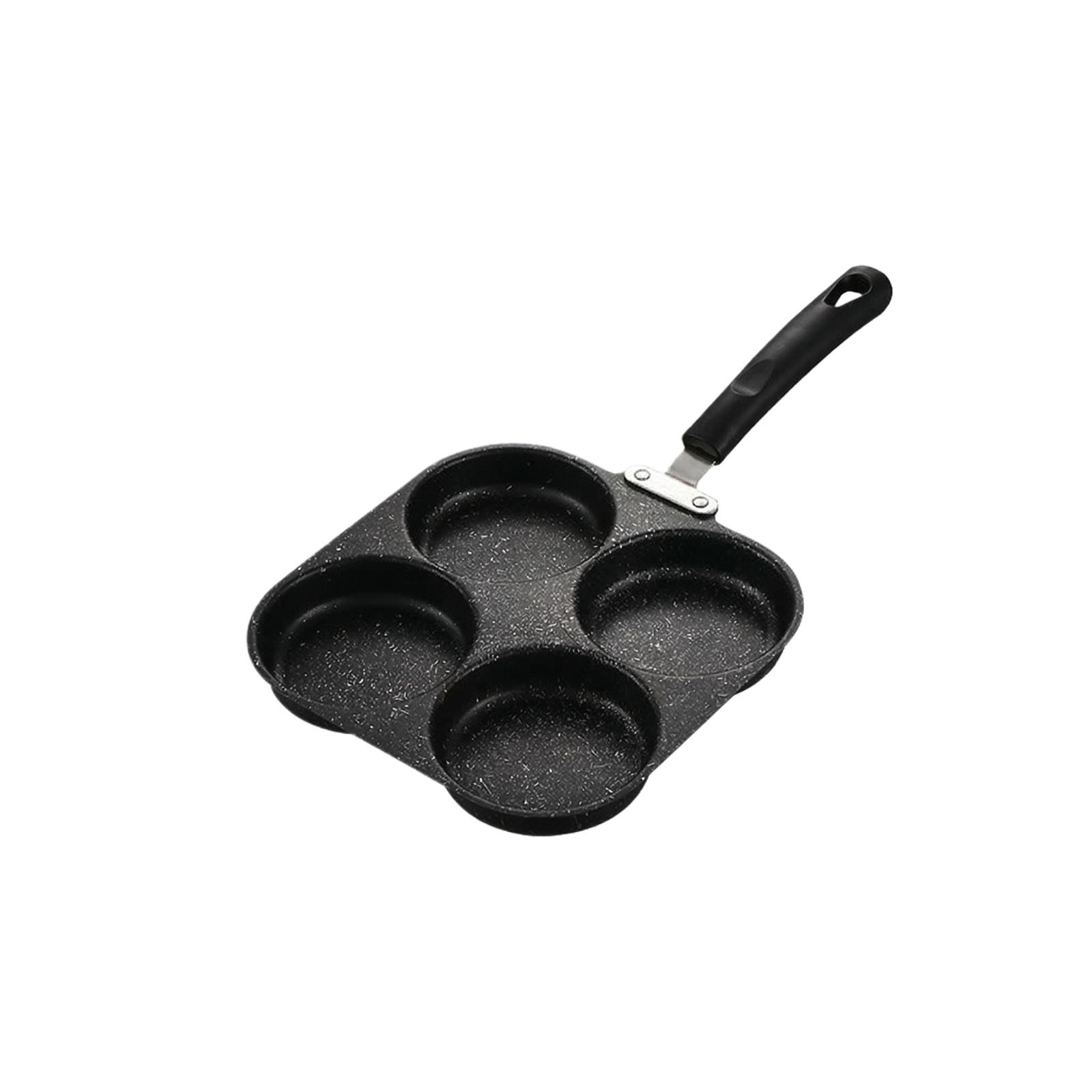 

Nonstick 4-Cup Egg Pan with Handle for Cooking Multiple Eggs Simultaneously Durable Coating and Heat Distribution for Stovetop Use One Size чёрный